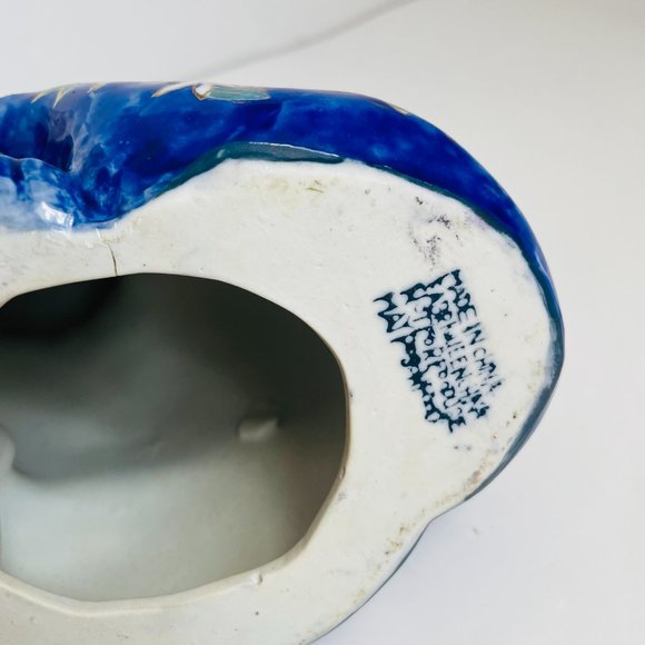 Vintage Hand Painted Porcelain Decorative Blue Sitting Cat Figurine 8” - Picture 11 of 12